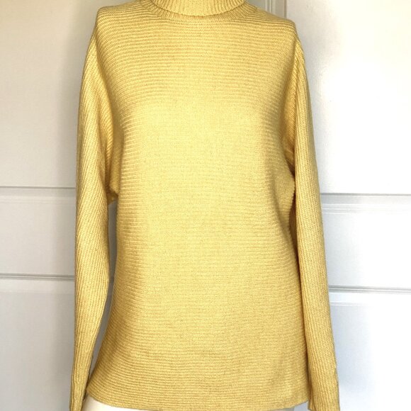 DOROTHEE SCHUMACHER YELLOW 100% CASHMERE TURTLENECK SWEATER SIZE: M - Picture 1 of 7